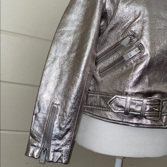 Walter Baker Allison Leather Moto Silver Jacket - Picture 12 of 16